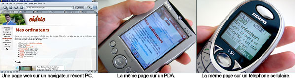 Illustration montrant une m�me page sur plusieurs machines de capacit�s diff�rentes